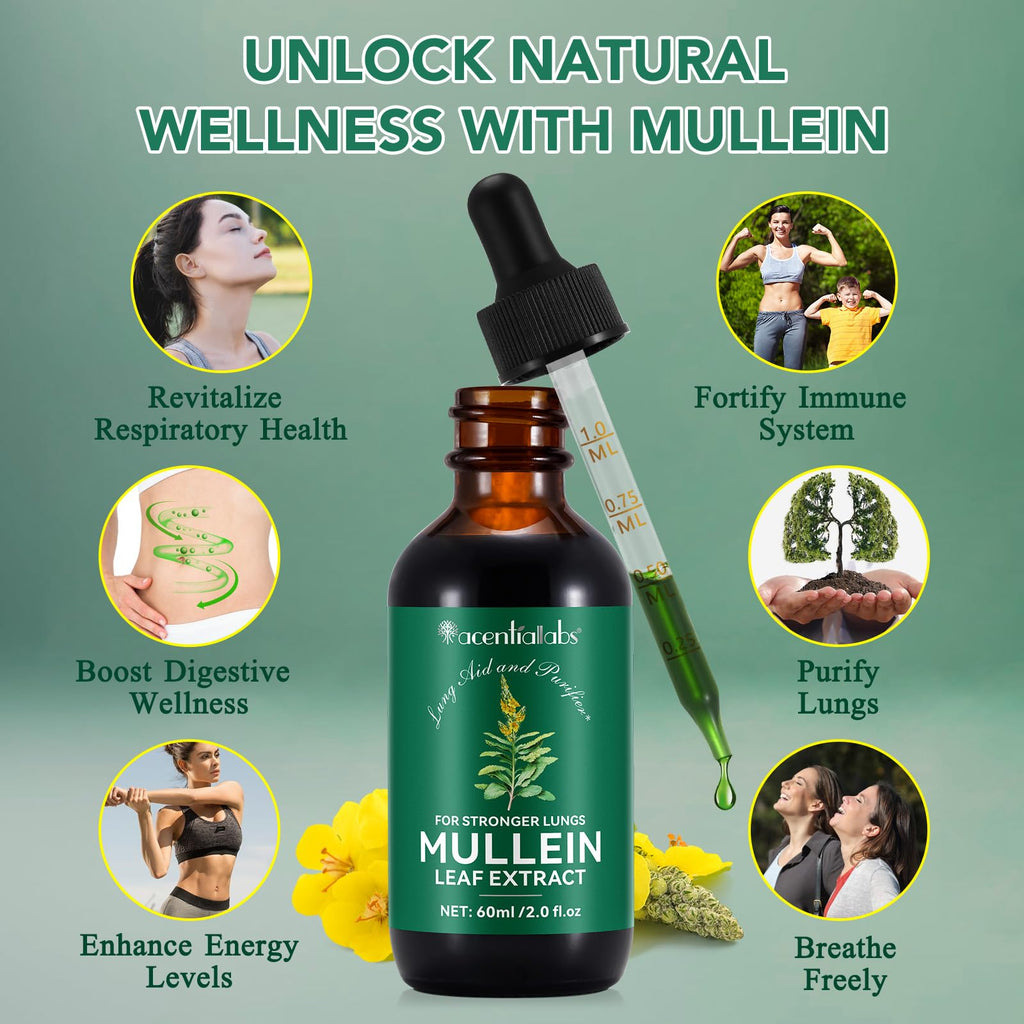 Mullein Drops for Lungs - 4 Fl Oz | Respiratory Support & Immune Health