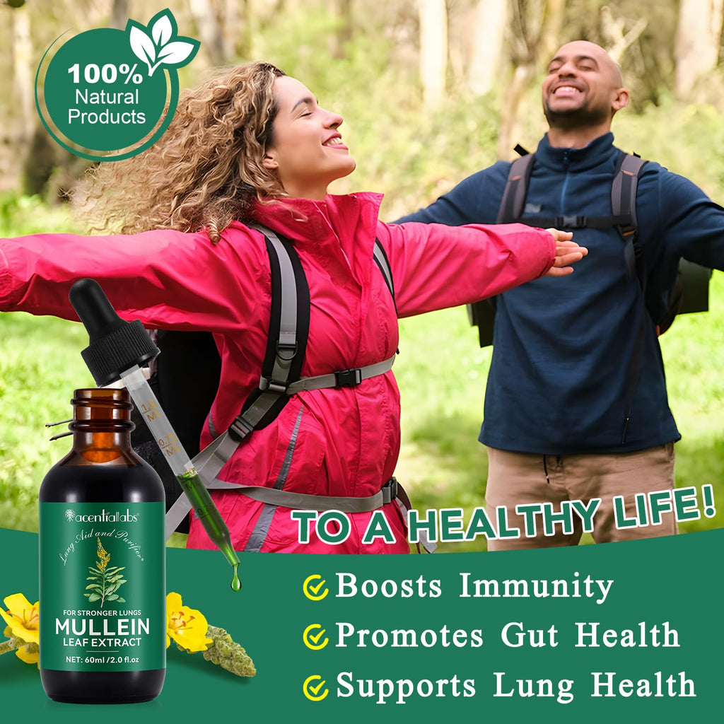Mullein Drops for Lungs - 4 Fl Oz | Respiratory Support & Immune Health
