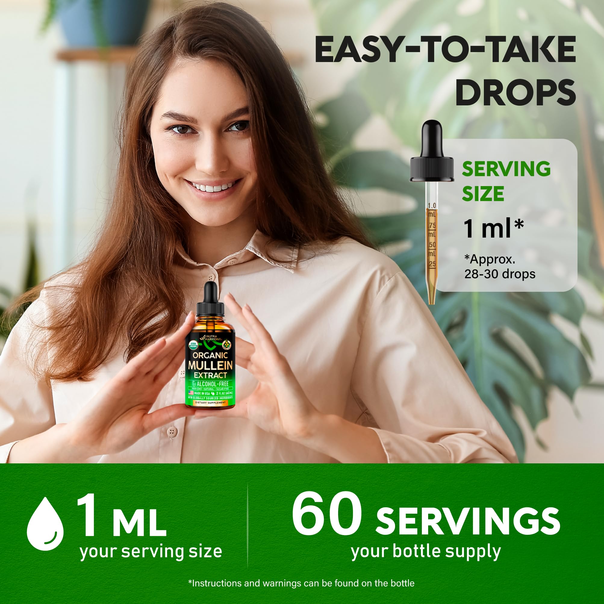 Mullein Drops for Lungs – USDA Organic Mullein Extract, Made in USA