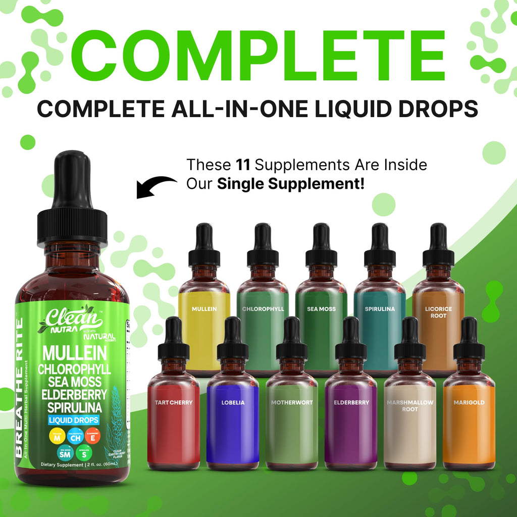 Clean Nutra Mullein Drops for Lungs – Organic Sea Moss & Herbal Lung Support