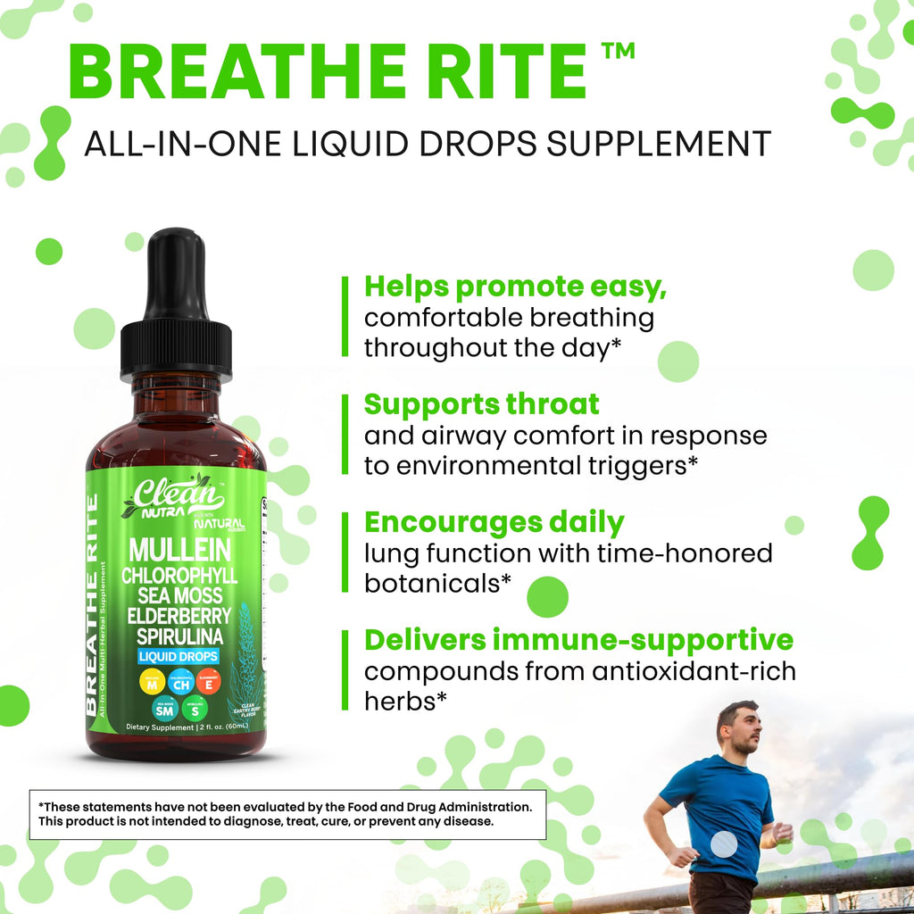 Clean Nutra Mullein Drops for Lungs – Organic Sea Moss & Herbal Lung Support