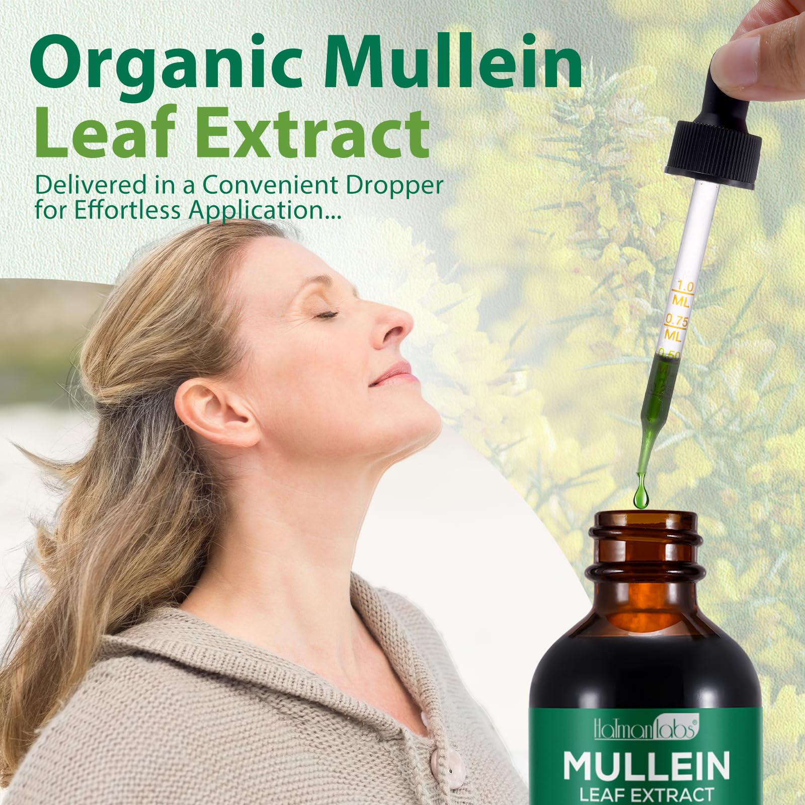 Mullein Drops for Lungs – Natural Mullein Leaf Extract & Lung Health | 2.02 fl oz