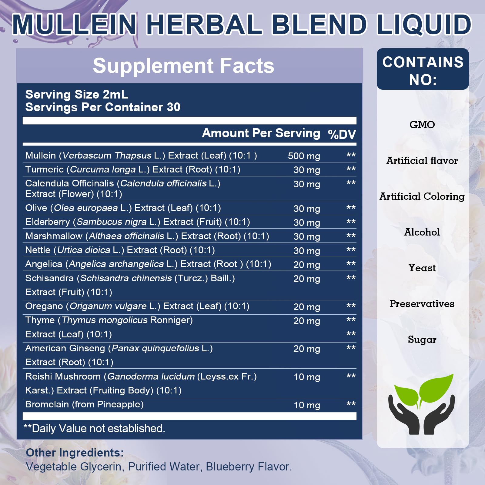 Mullein Drops for Lungs – Lung Detox & Immune Support (60 Servings) – Vegan Tincture