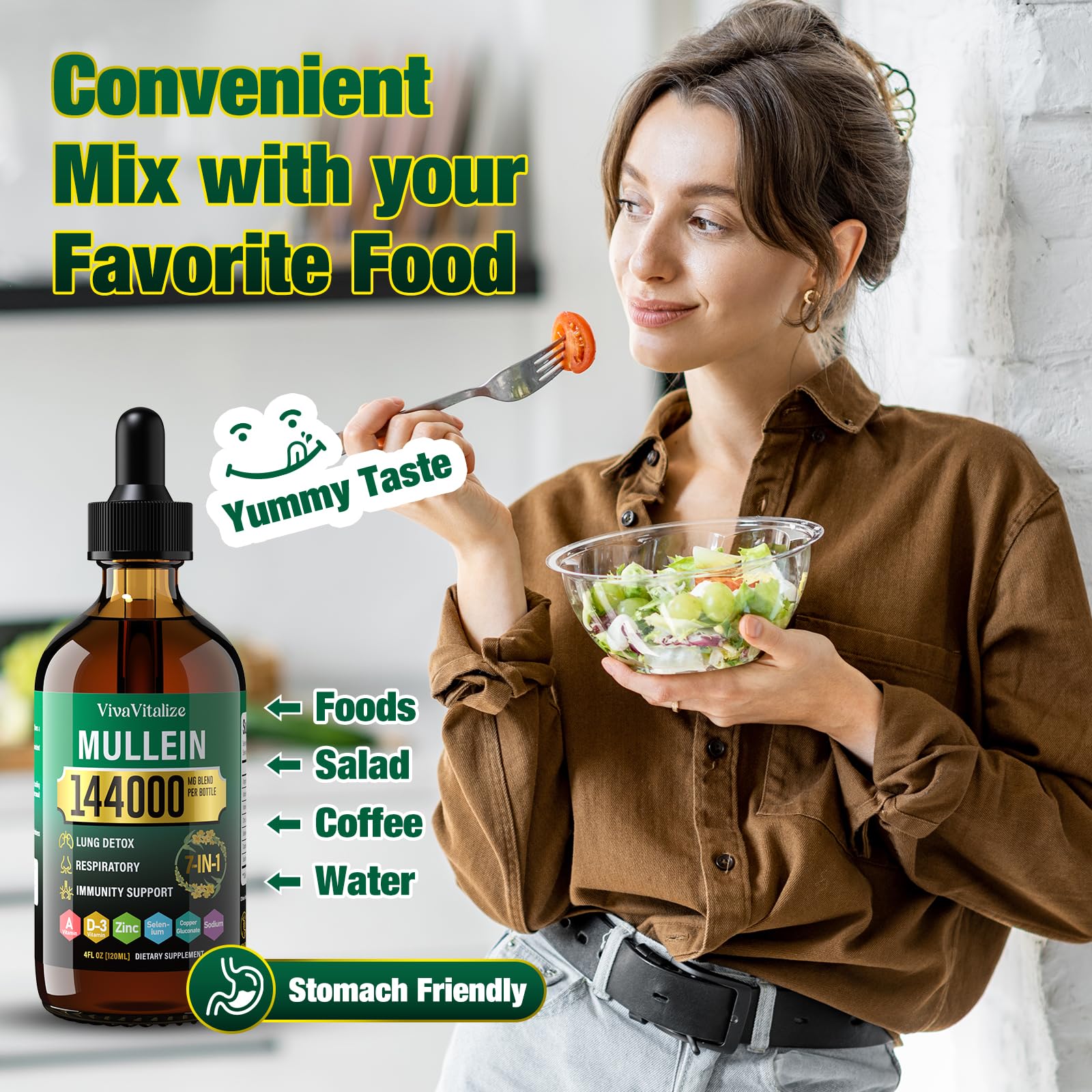 Mullein Drops for Lungs – 144000mg Mullein Leaf Extract | 120-Day Supply
