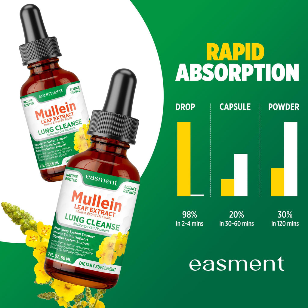 Mullein Drops for Lungs Cleanse – 2 Pack Lung Support Tincture with Mullein Leaf Extract