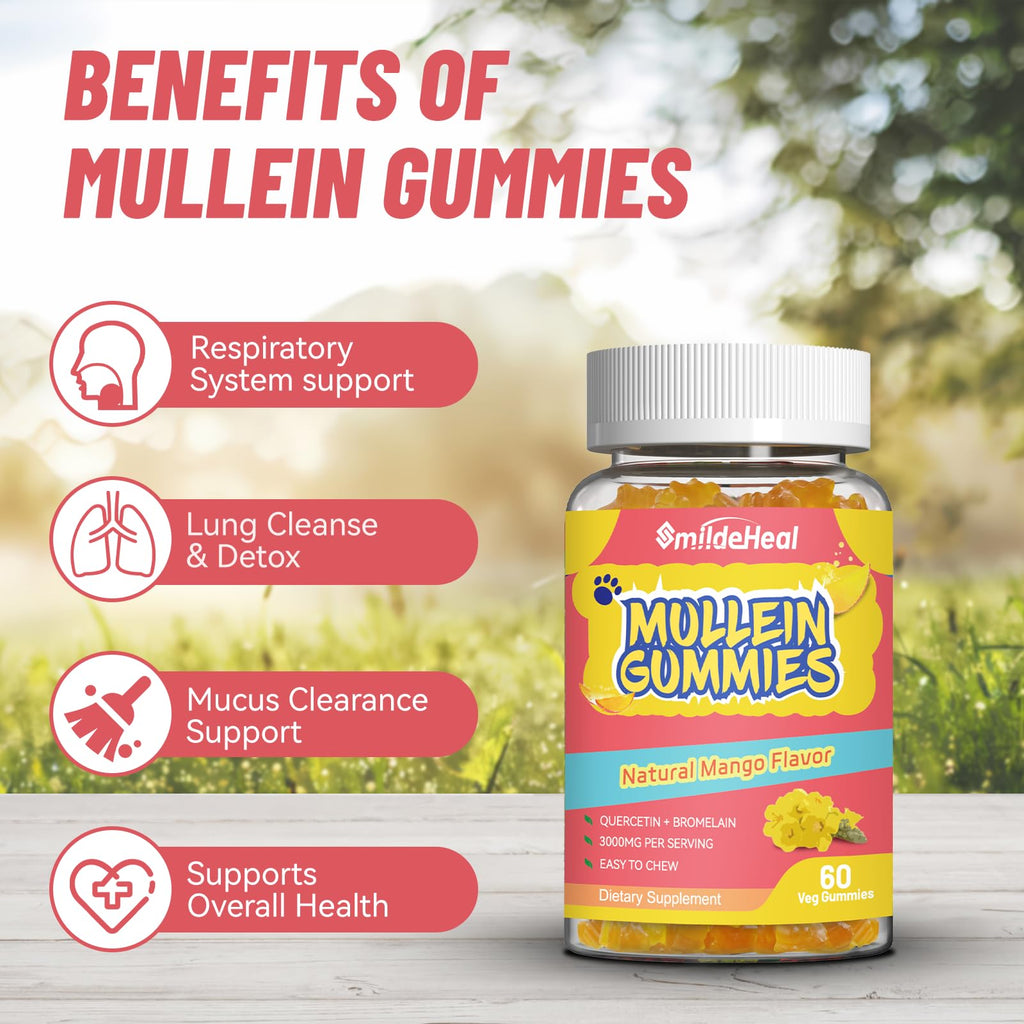 Mullein Gummies 3000MG – Sugar Free, Vegan, Lung Support (60 Count)