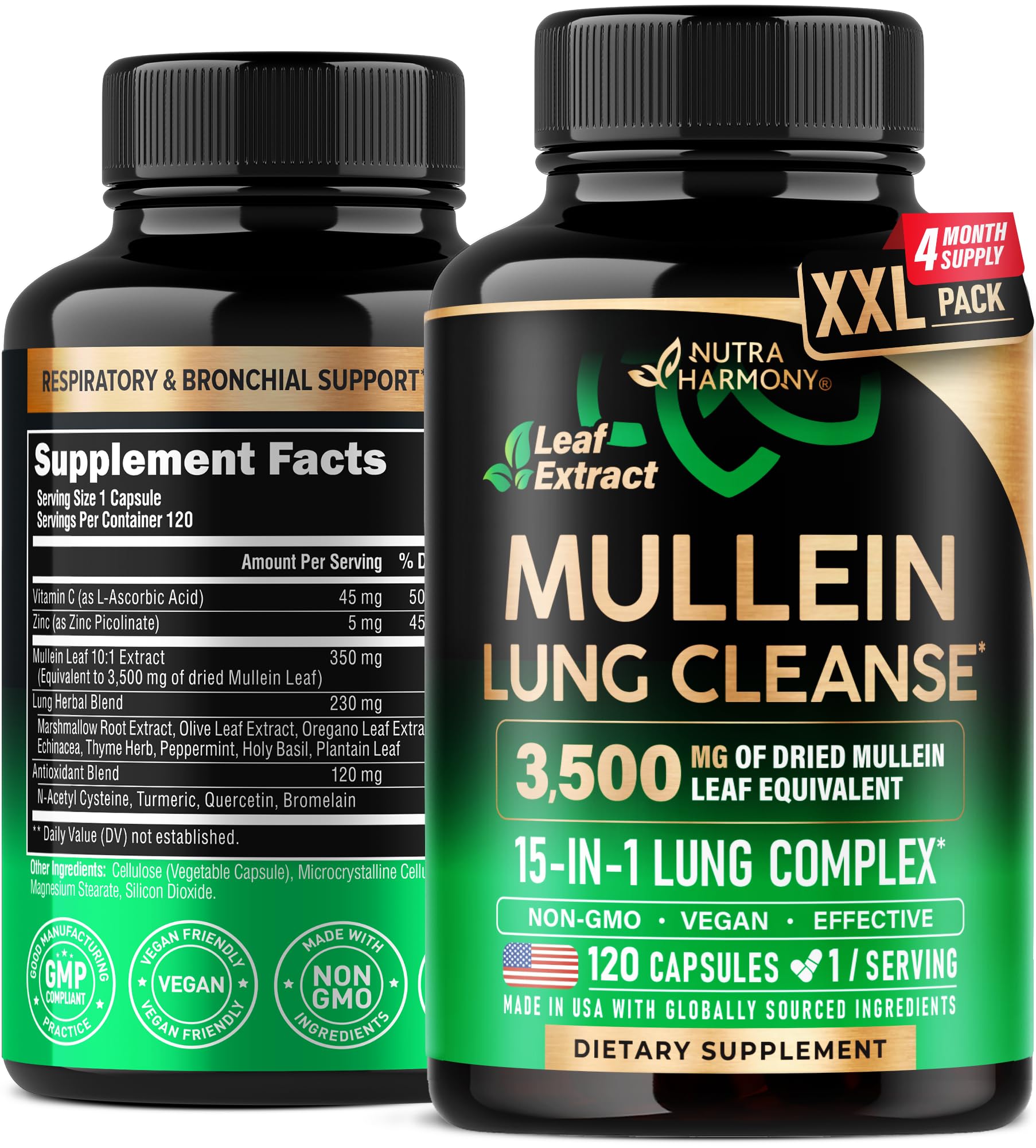 Mullein Leaf Extract for Lung Detox – 15-in-1 Lung Support (Made in USA)