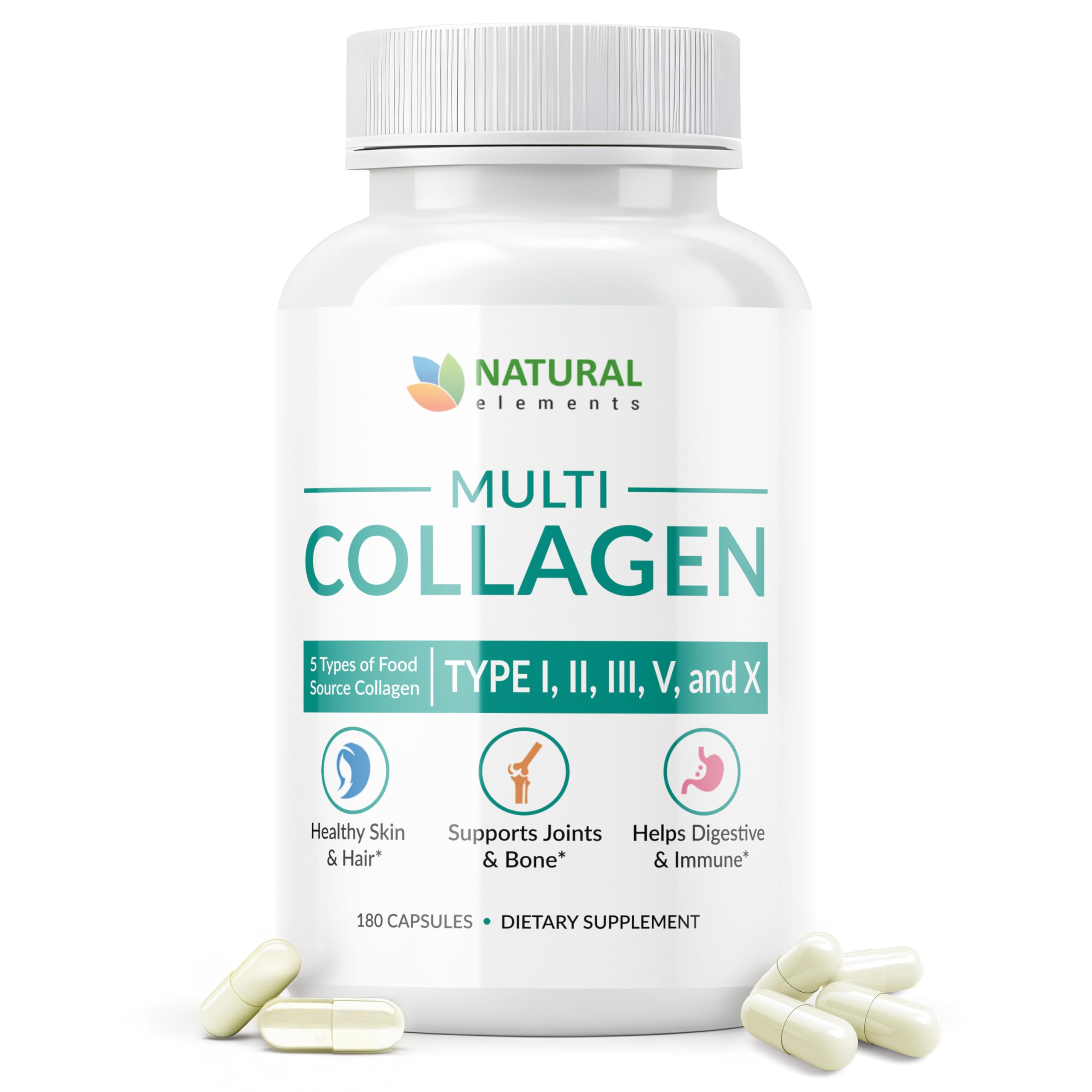 Multi Collagen 180 Capsules – Type I II III IV V X – 2025mg per Serving