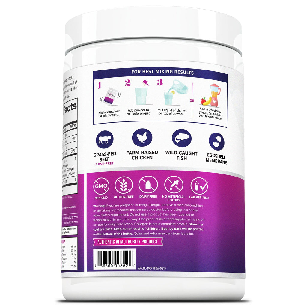 Multi Collagen Peptides Powder for Women – Hydrolyzed Collagen with Types I II III V X, Vitamin C & Hyaluronic Acid – Hair, Skin & Nails (Pink Lemonade) – 30 Servings