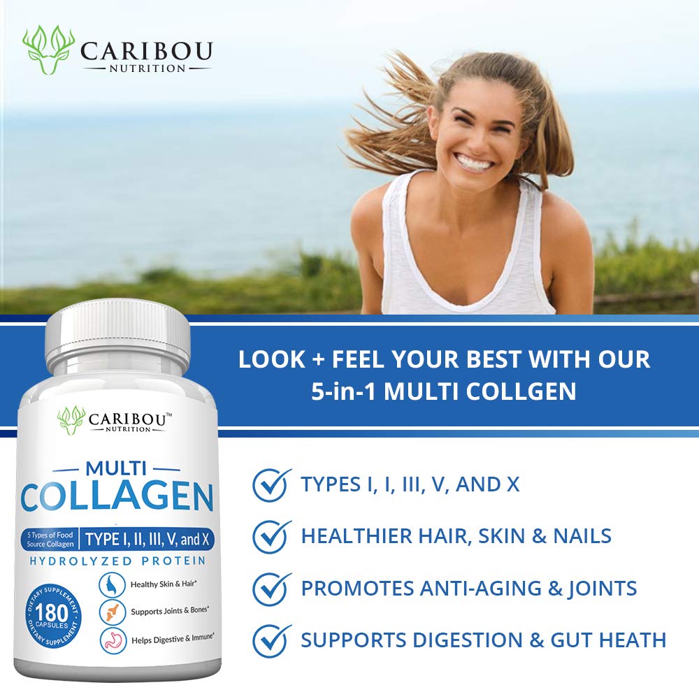 Multi Collagen Pills – 180 Capsules | Types I–X | Grass-Fed Beef, Wild Fish, Eggshell