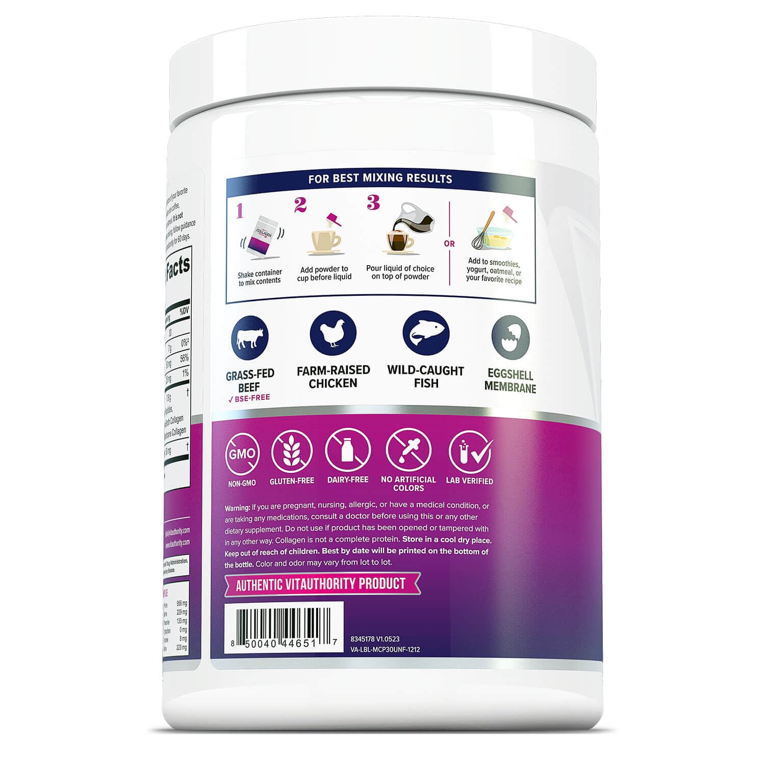 Multi Collagen Peptides Powder for Women – Unflavored, Hydrolyzed Collagen with Types I, II, III, V & X, Vitamin C & Hyaluronic Acid | 40 Servings