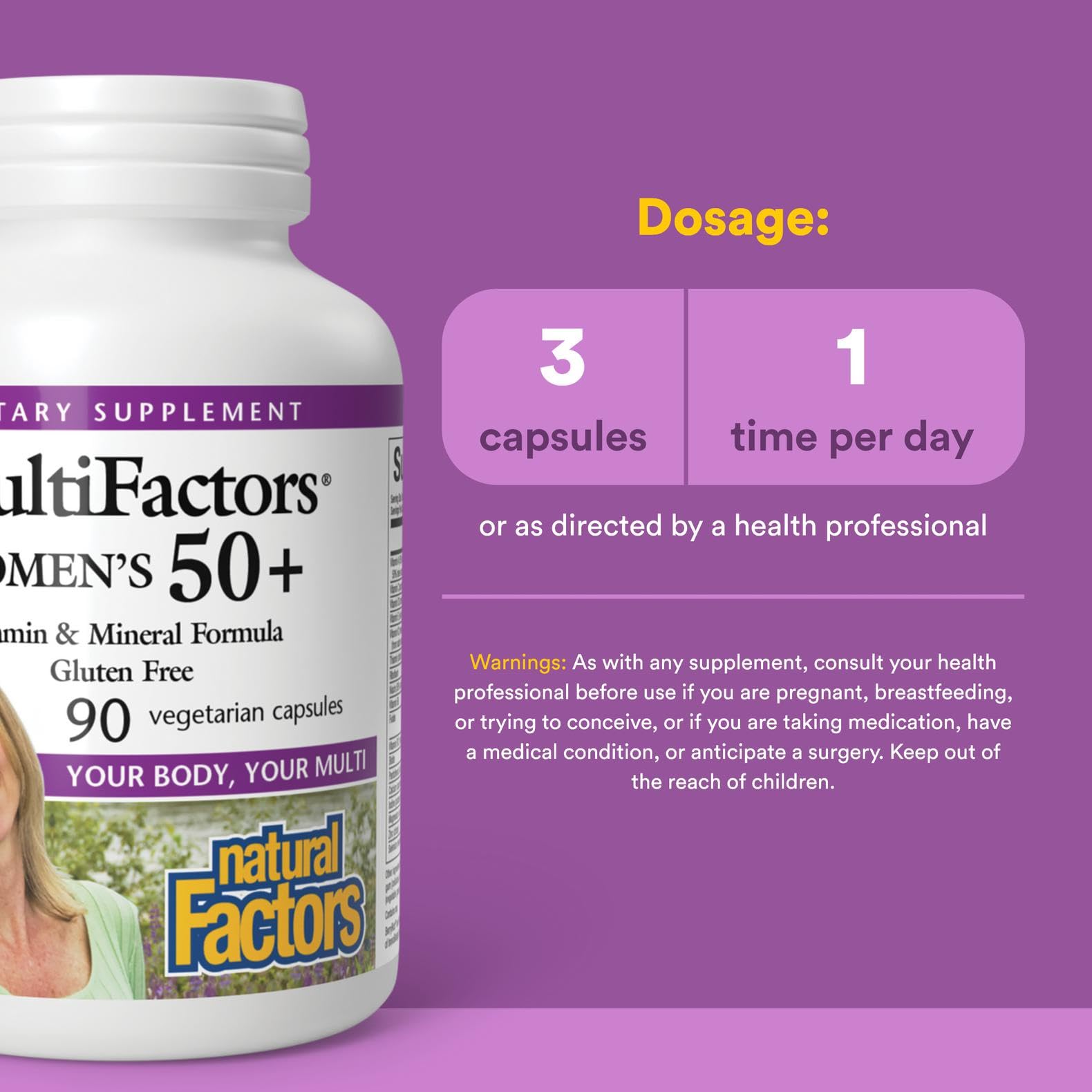 MultiFactors Women's 50+ Multivitamin & Mineral Formula – 90 Capsules | Natural Factors