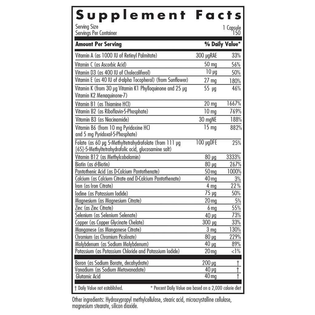 Allergy Research Group Multi-Vi-Min Multivitamin – High Potency, Bioavailable, Vegetarian, 150 Count