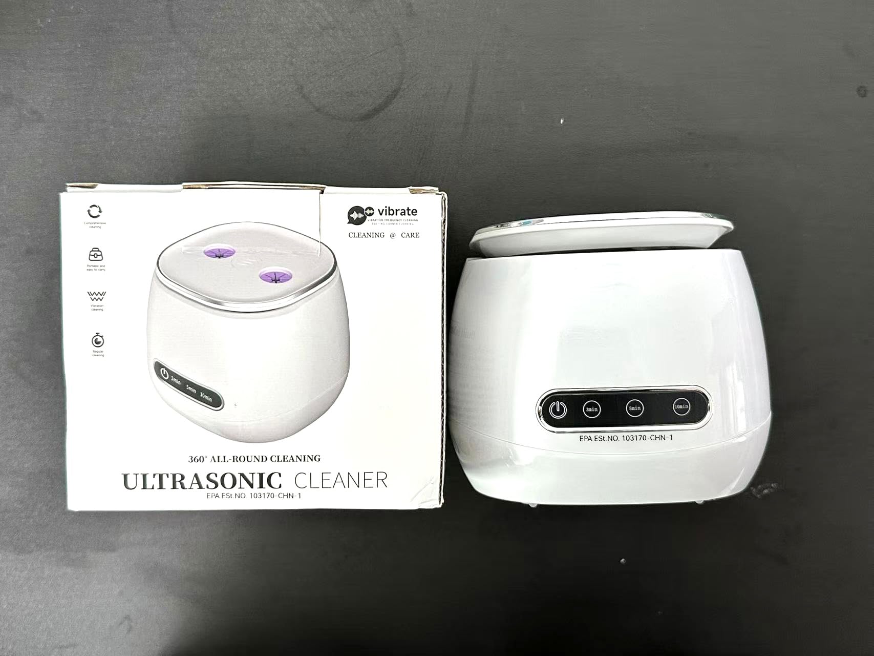 Ultrasonic Retainer Cleaner with UV Sterilizer | 45kHz Dental Cleaning Machine – Portable 200ML W190MAX (White)