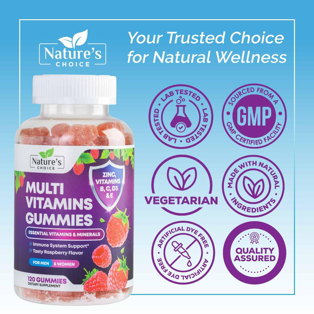 Multivitamin Gummies for Adults – Immune Support, Vitamins A C D E B12, 120 Gummies