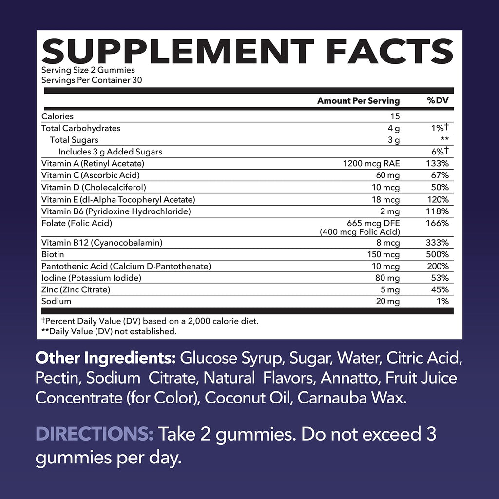 Multivitamin Gummies for Adults - Mixed Berry Flavor, 60 Count | Vitamin C, D & Zinc