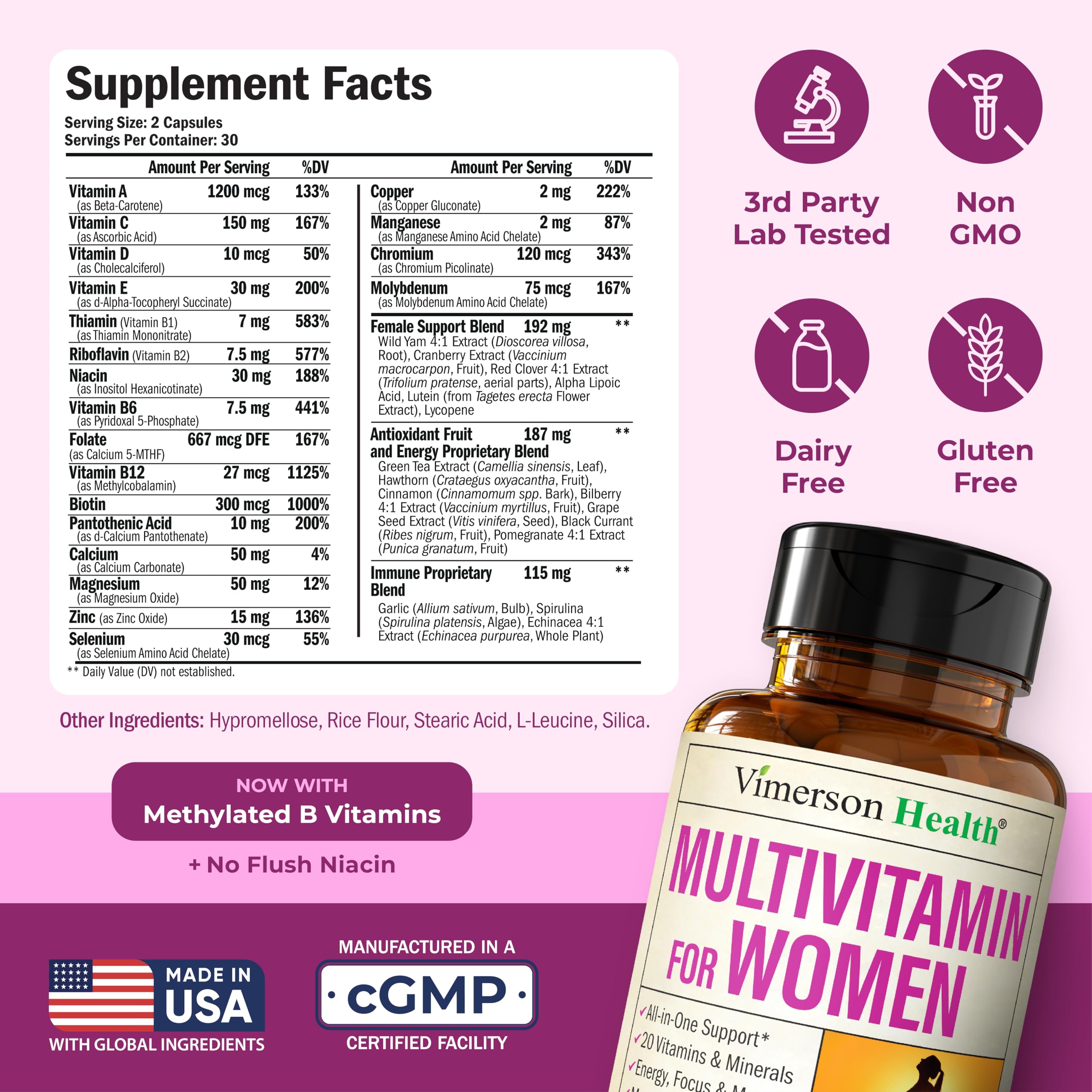 Multivitamin for Women - Methylated Vitamins & Minerals for Daily Support