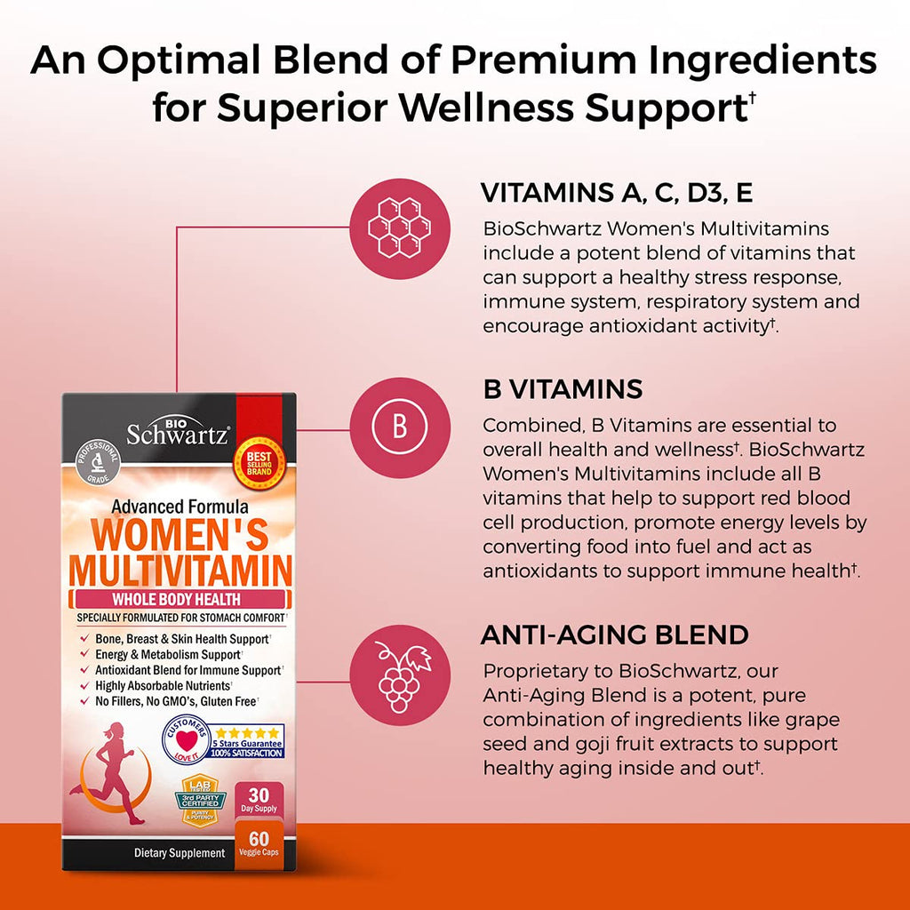 Women's Multivitamin with Vitamin D3 - Immunity & Joint Support - 60 Ct