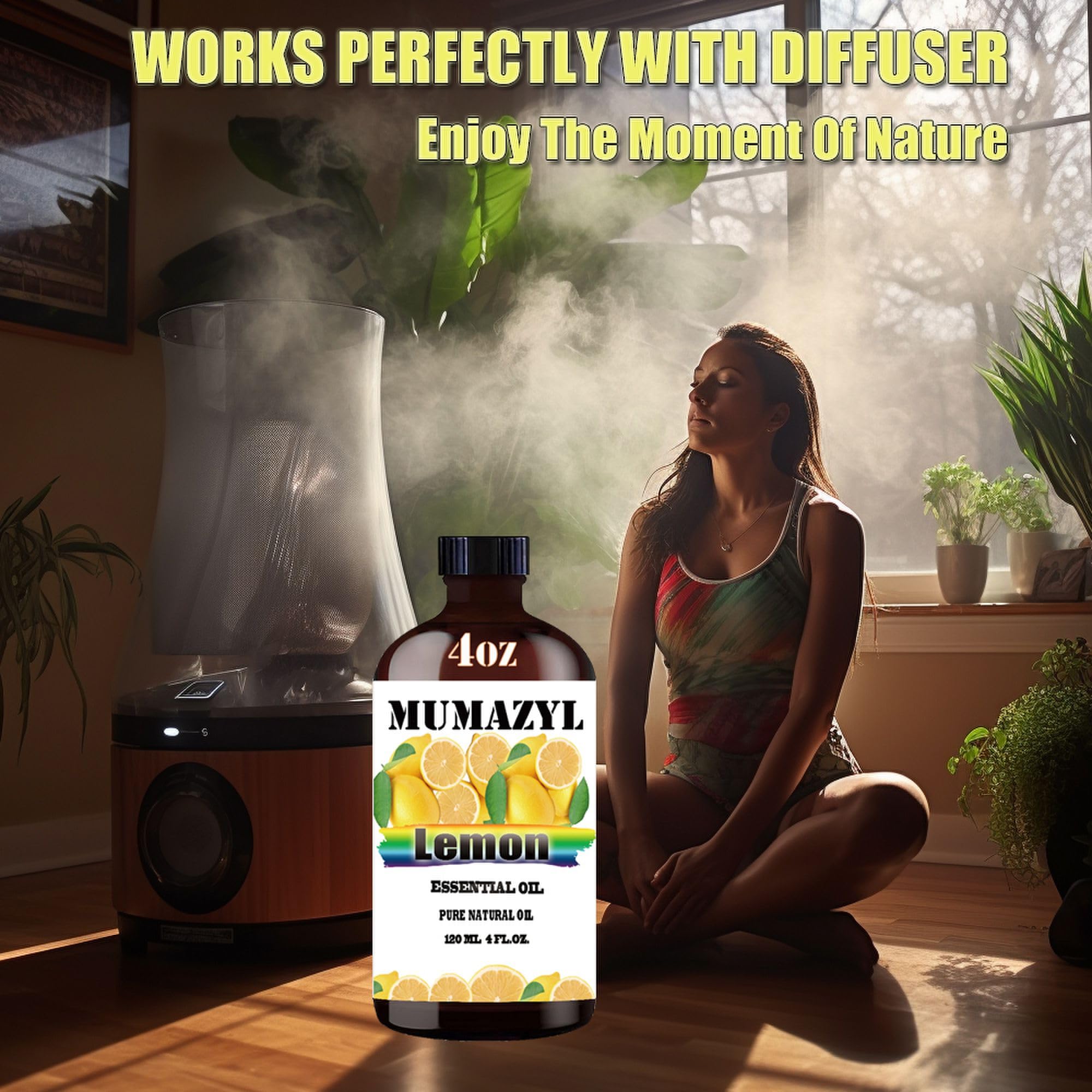 MUMAZYL Lemon Essential Oil - 4oz (120 ml) Amber Glass Bottle with Dropper