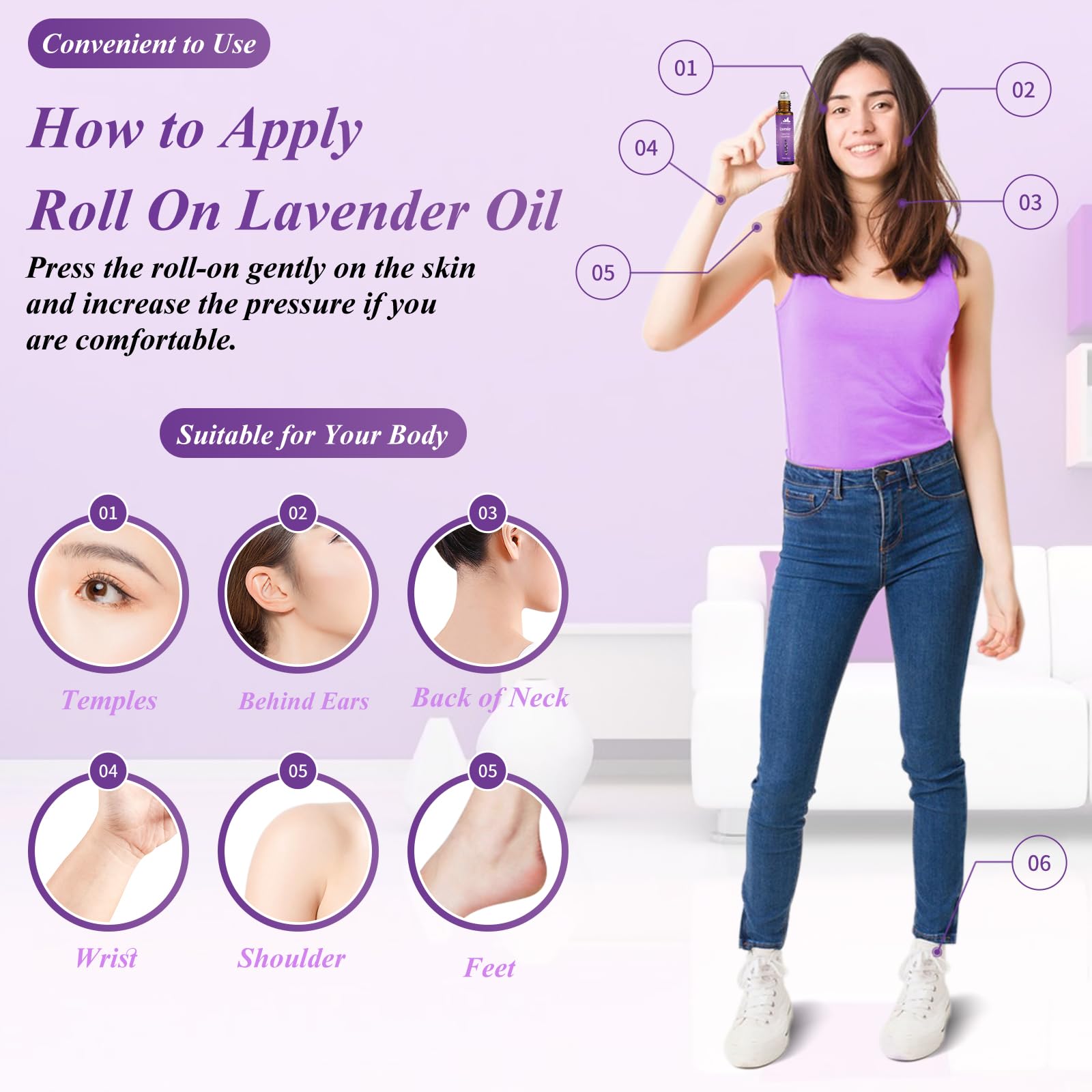 Lavender Essential Oil Roll On – Mumianhua 0.33oz | Therapeutic Aromatherapy