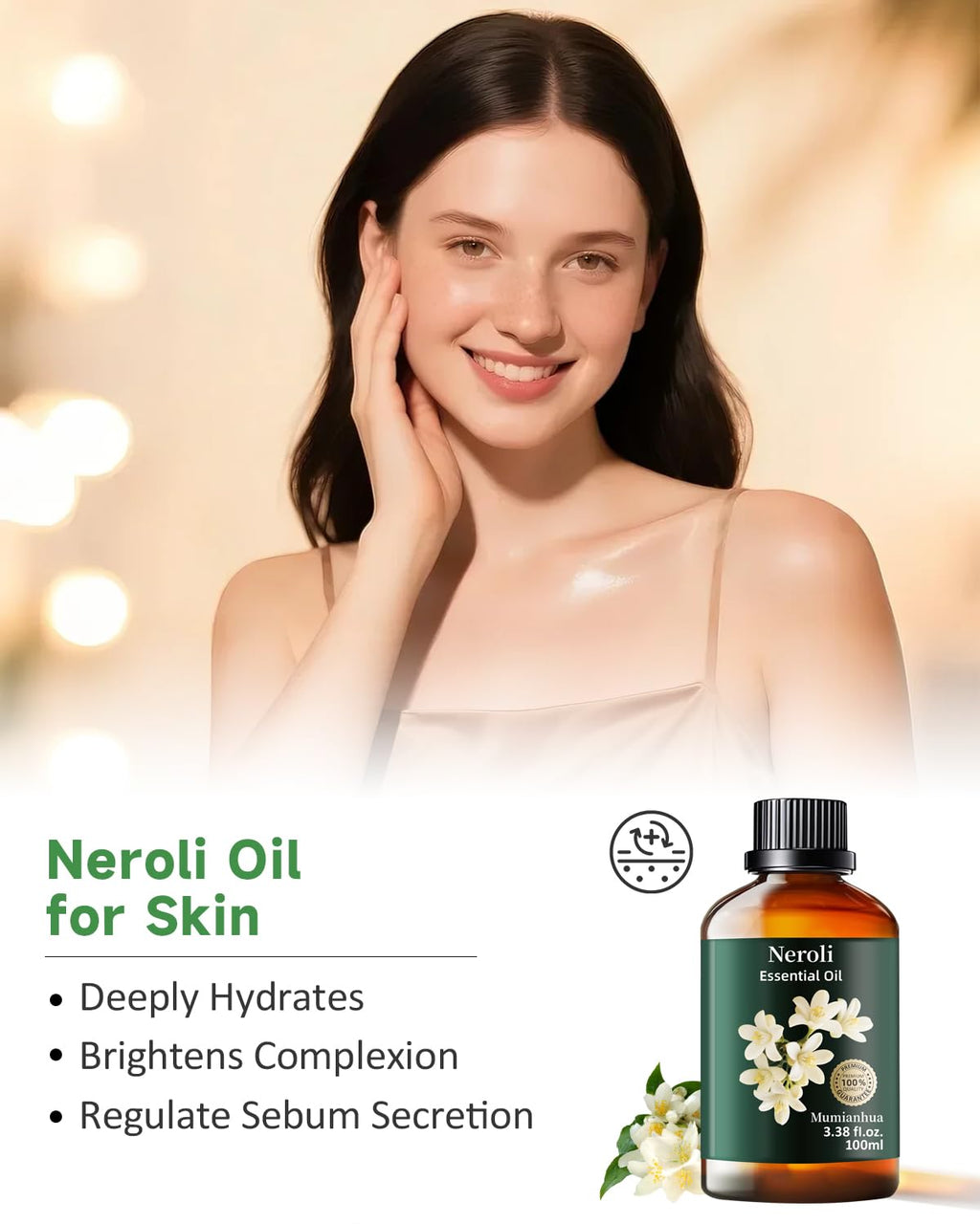 Mumianhua Neroli Essential Oil 100% Pure Therapeutic Grade - 3.38 fl oz