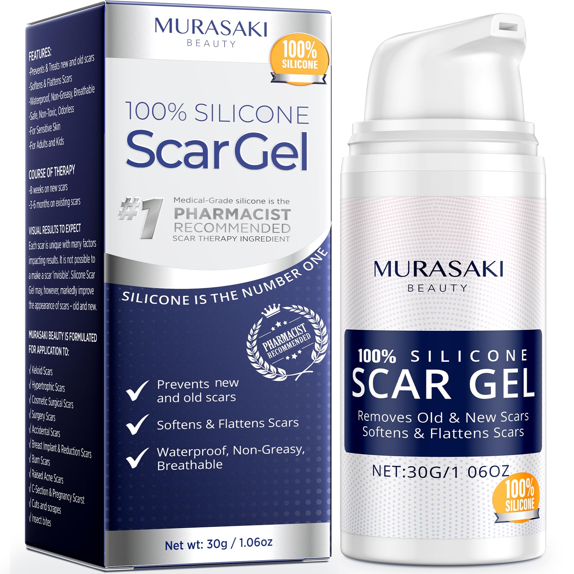 MURASAKI BEAUTY 100% Silicone Scar Gel – Maximum-Strength Scar Cream