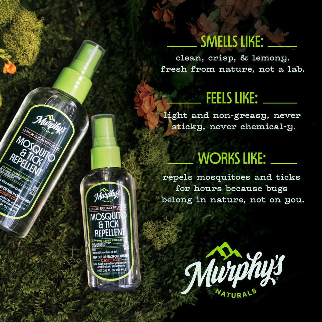 Murphy's Naturals Mosquito & Tick Repellent Spray — Lemon Eucalyptus, DEET-Free, 2oz Pump (3-Pack)