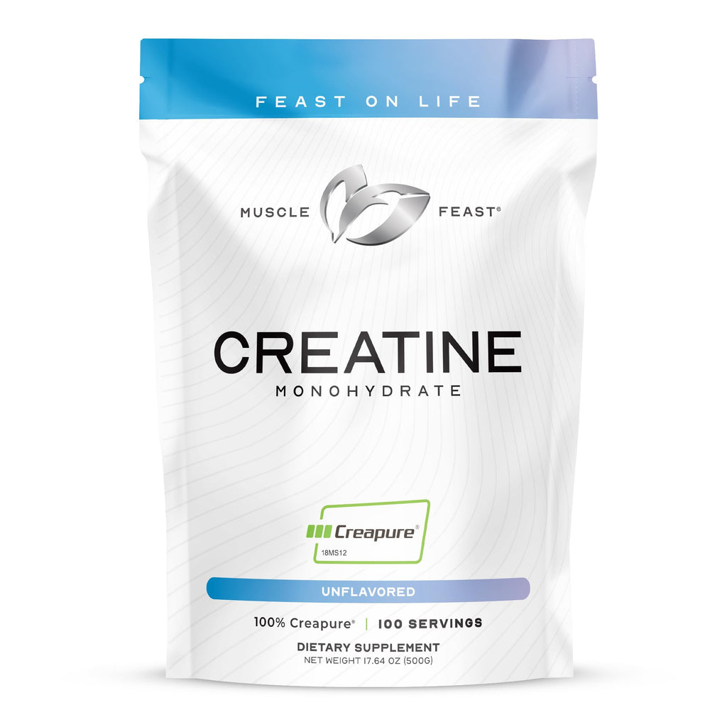 Muscle Feast Creapure Creatine Monohydrate Powder – Unflavored, Vegan & Gluten-Free, 500g