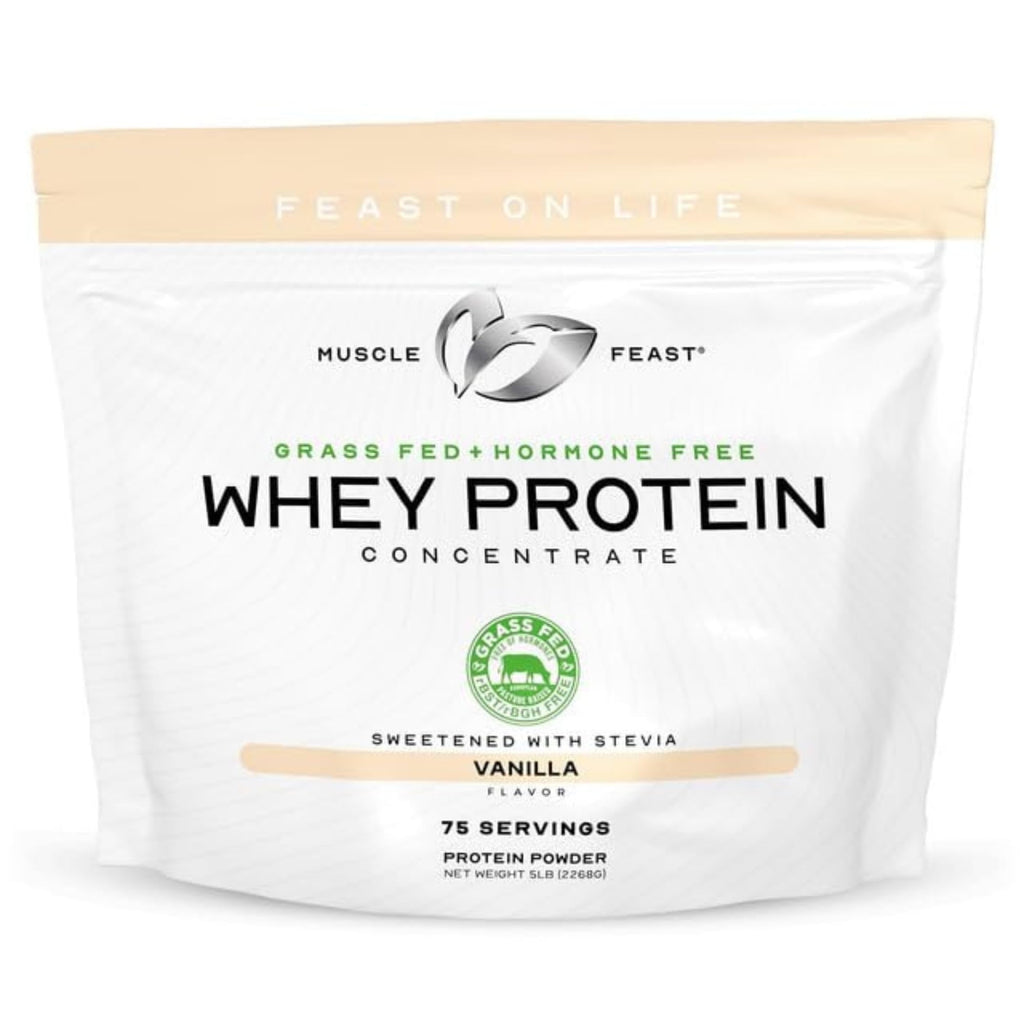 Muscle Feast Grass-Fed Whey Protein Concentrate Powder – Vanilla, 5lb | Hormone-Free, All-Natural, Gluten Free