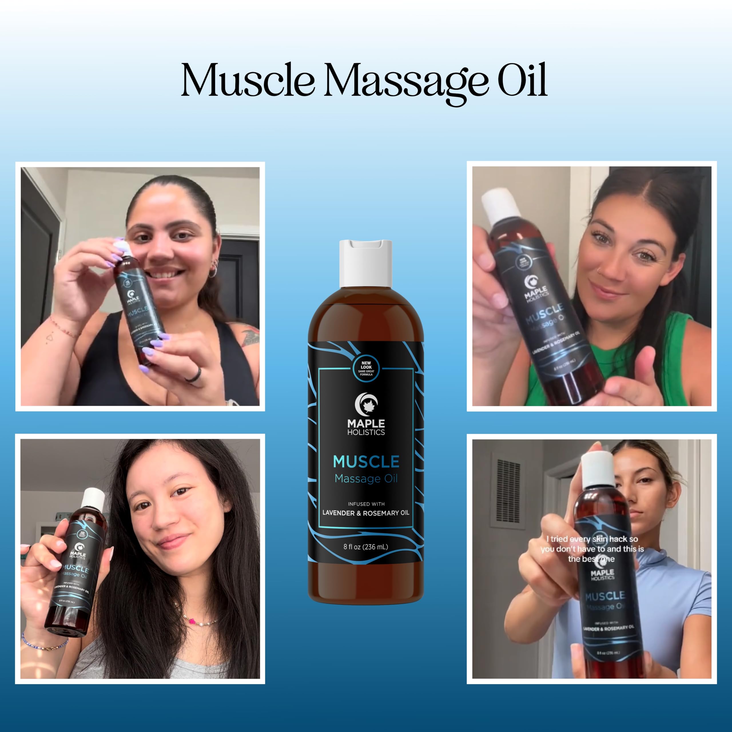 Muscle Massage Oil for Body – Lavender, Lemon & Rosemary (8 Fl Oz)
