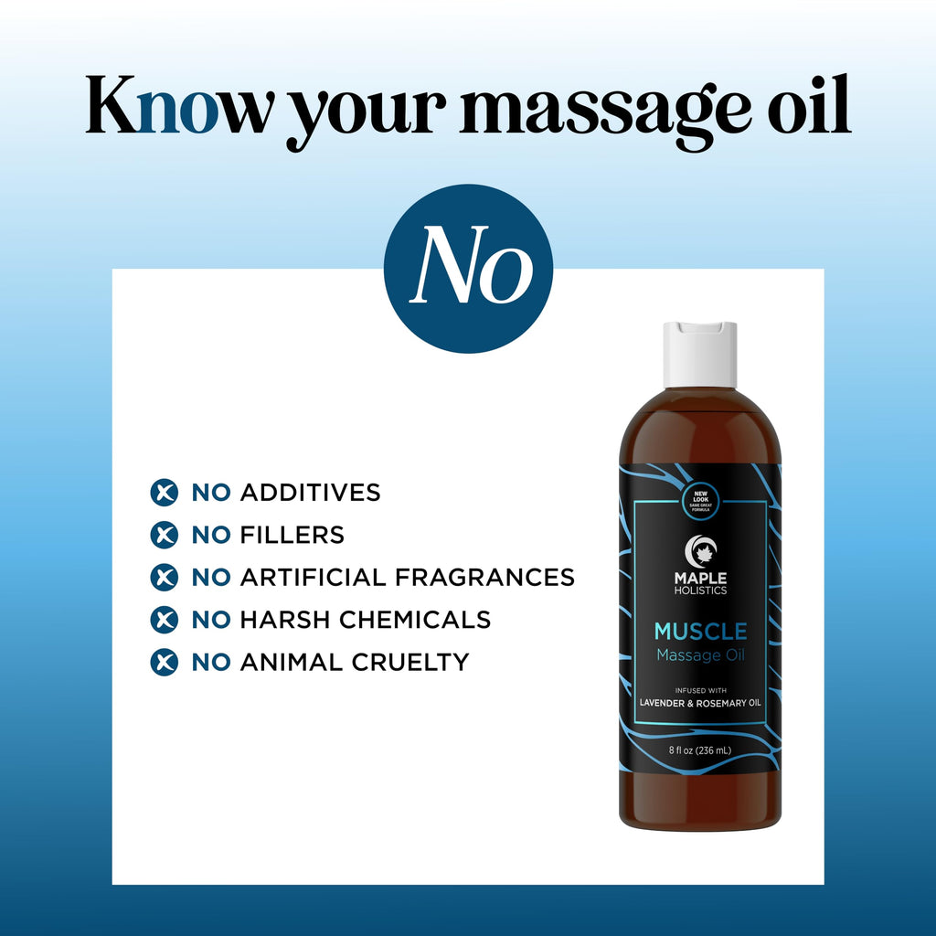Muscle Massage Oil for Body – Lavender, Lemon & Rosemary (8 Fl Oz)