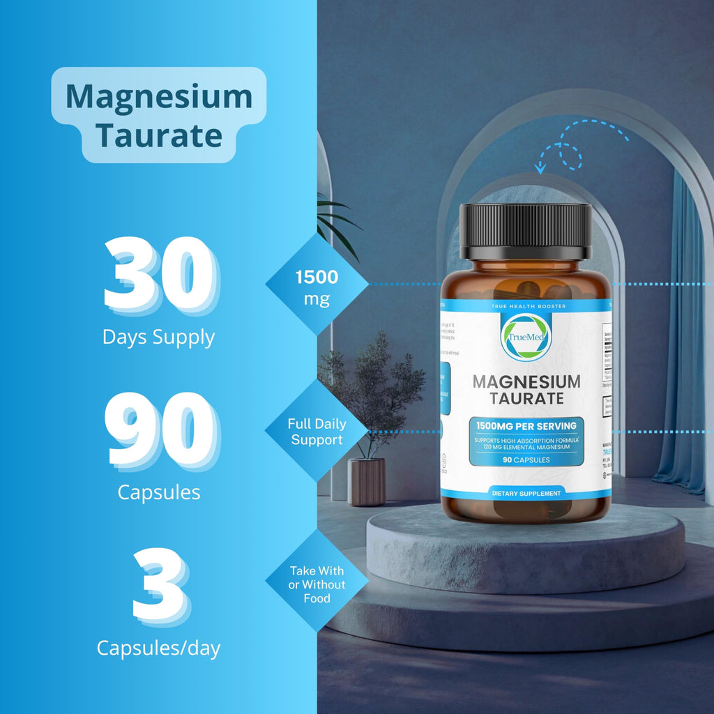 Magnesium Taurate 1500 mg – 90 Capsules | Sleep & Heart Health | 30-Day Supply