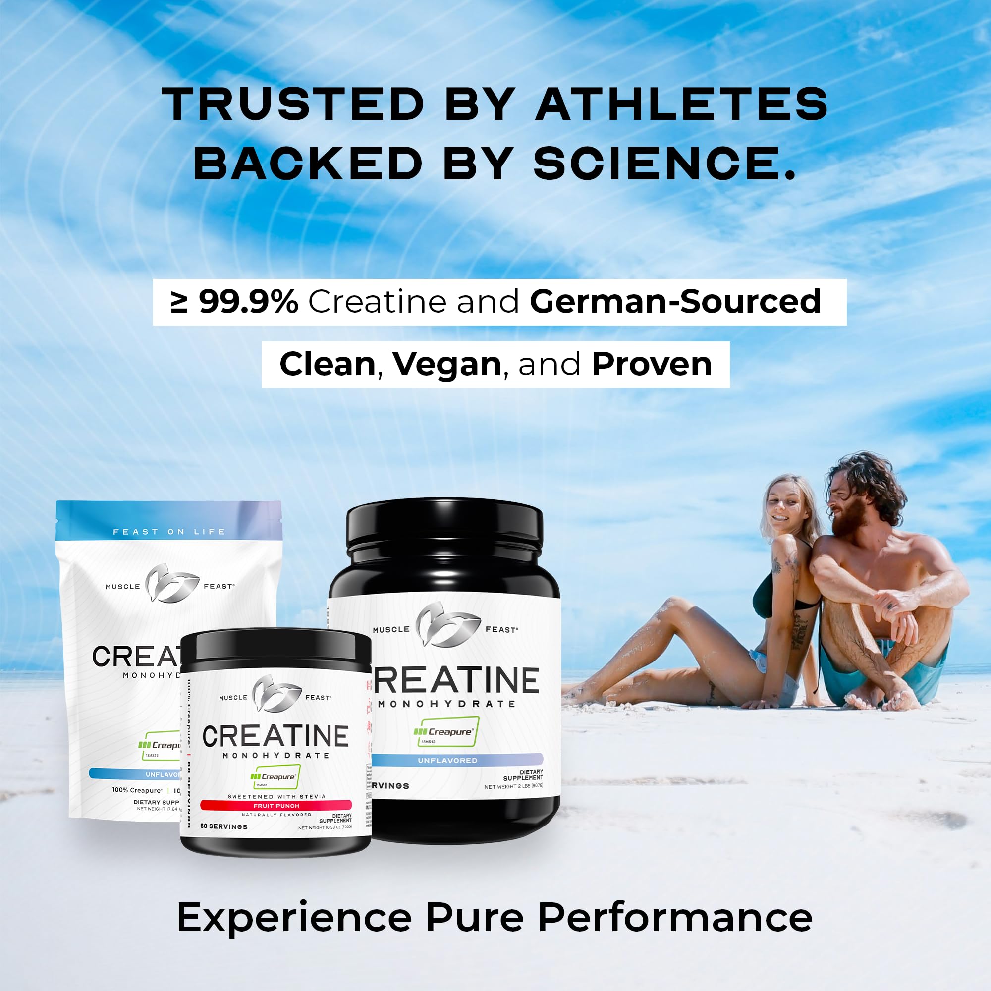 Muscle Feast Creapure Creatine Monohydrate Powder – Unflavored, Vegan & Gluten-Free, 500g