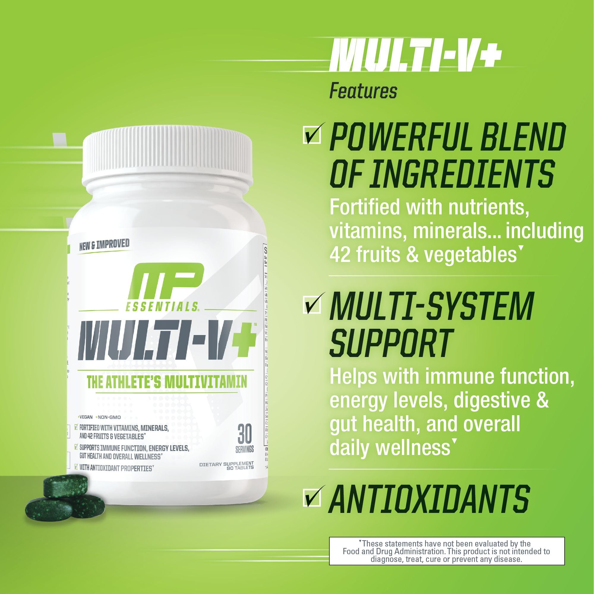 MusclePharm Essentials Multi-V+ Athlete's Multivitamin | Energy, Immunity & Recovery