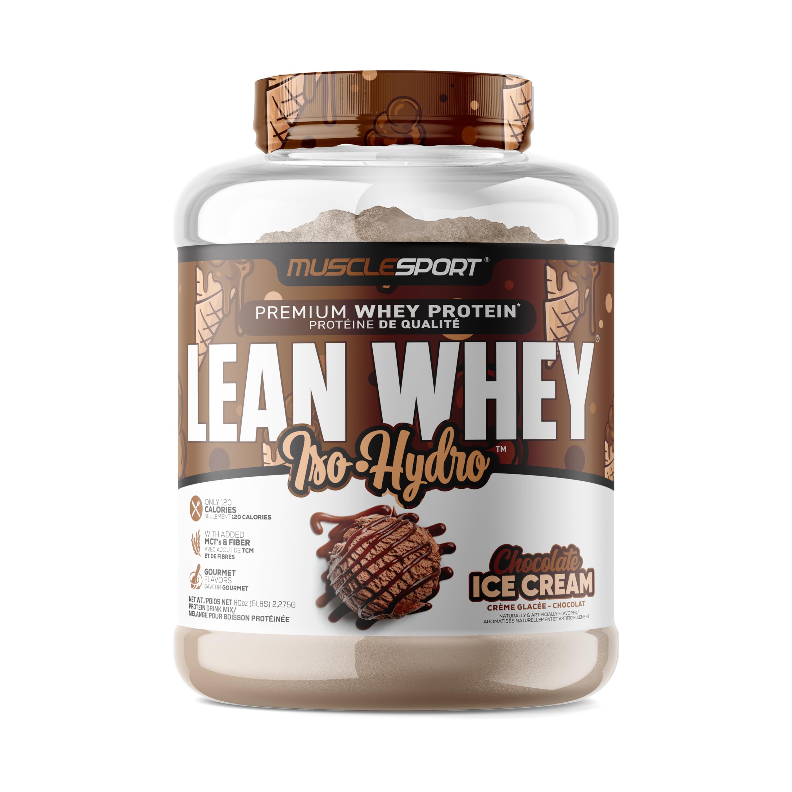 Musclesport Lean Whey Revolution Protein Powder | 25g Protein per Scoop | Whey Isolate & Hydrolysate | Low Calorie, Low Carb, Low Fat | 5lb Chocolate Ice Cream