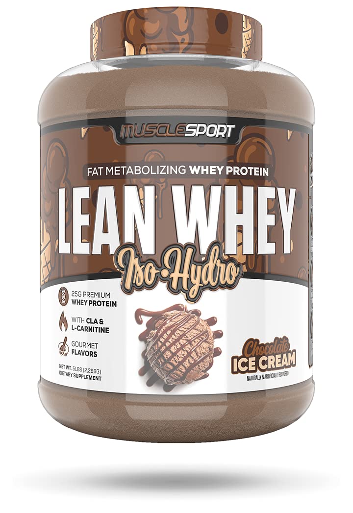 Musclesport Lean Whey Revolution Protein Powder | 25g Protein per Scoop | Whey Isolate & Hydrolysate | Low Calorie, Low Carb, Low Fat | 5lb Chocolate Ice Cream
