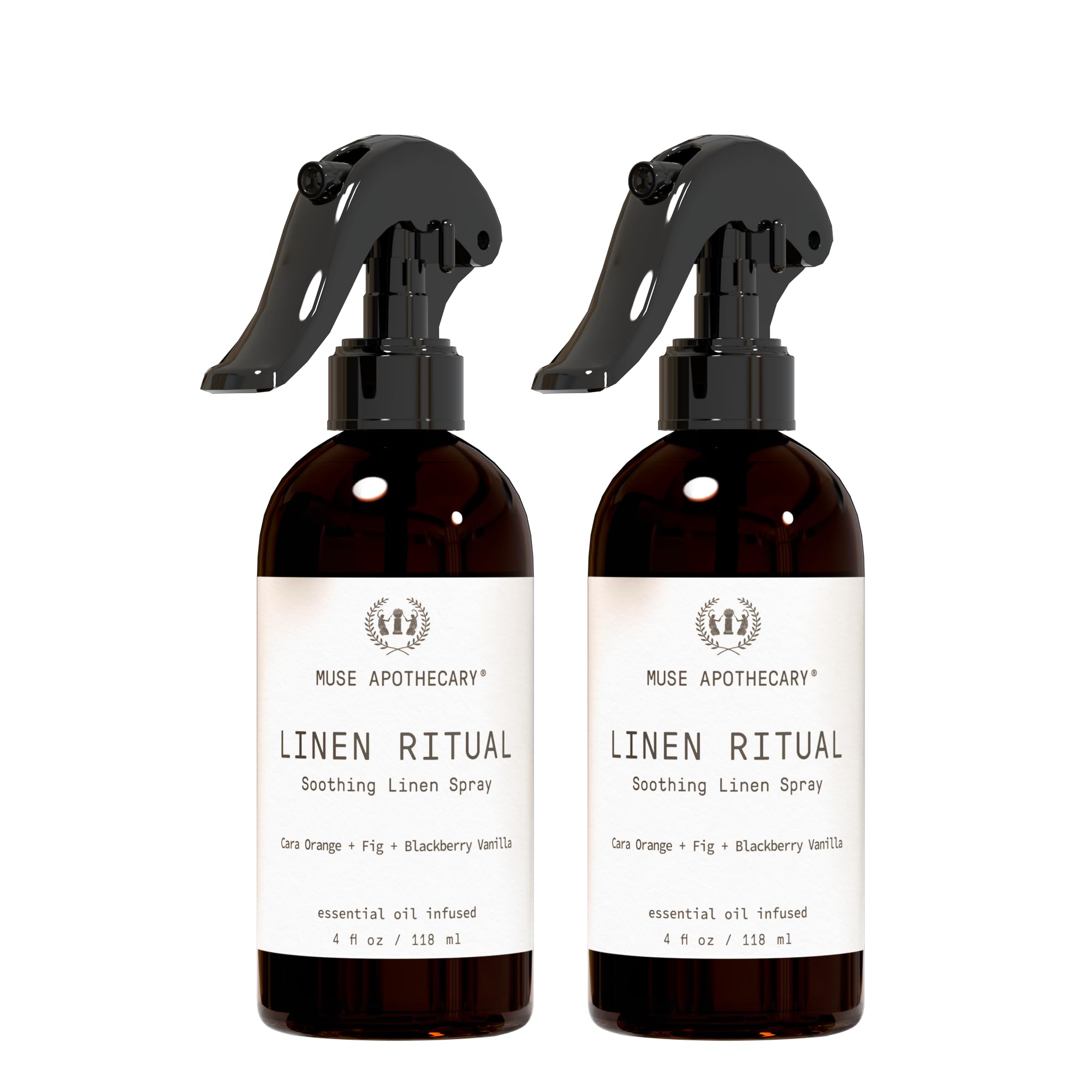 Muse Apothecary Linen Ritual Mist – Aromatherapy Linen Spray (4 oz, 2 Pack) Cara Orange + Fig + Blackberry Vanilla