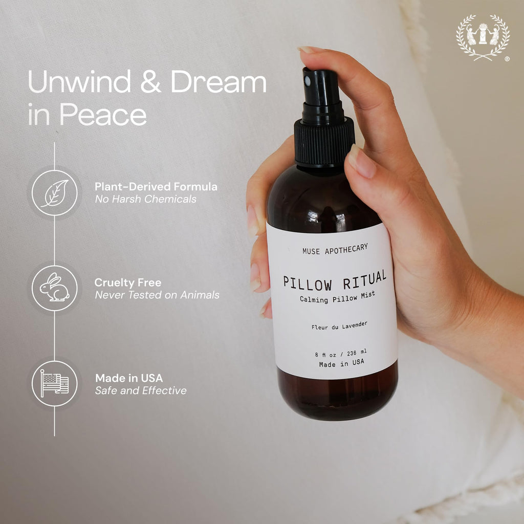 Muse Apothecary Pillow Ritual Mist – Lavender Linen Spray, 8 oz (2 Pack)