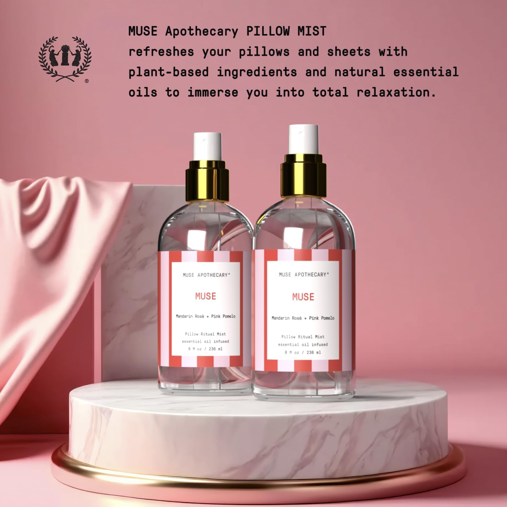 Muse Apothecary Pillow Ritual - Aromatic Pillow Mist, 8 oz (Mandarin Rosé + Pink Pomelo)