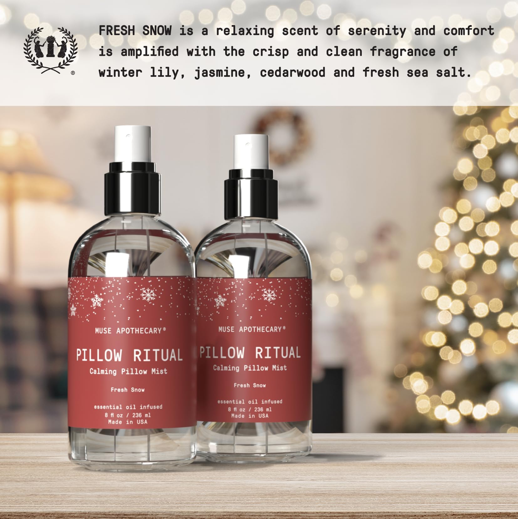 Muse Apothecary Pillow Ritual – Aromatic Pillow Mist, Fresh Snow, 8 oz
