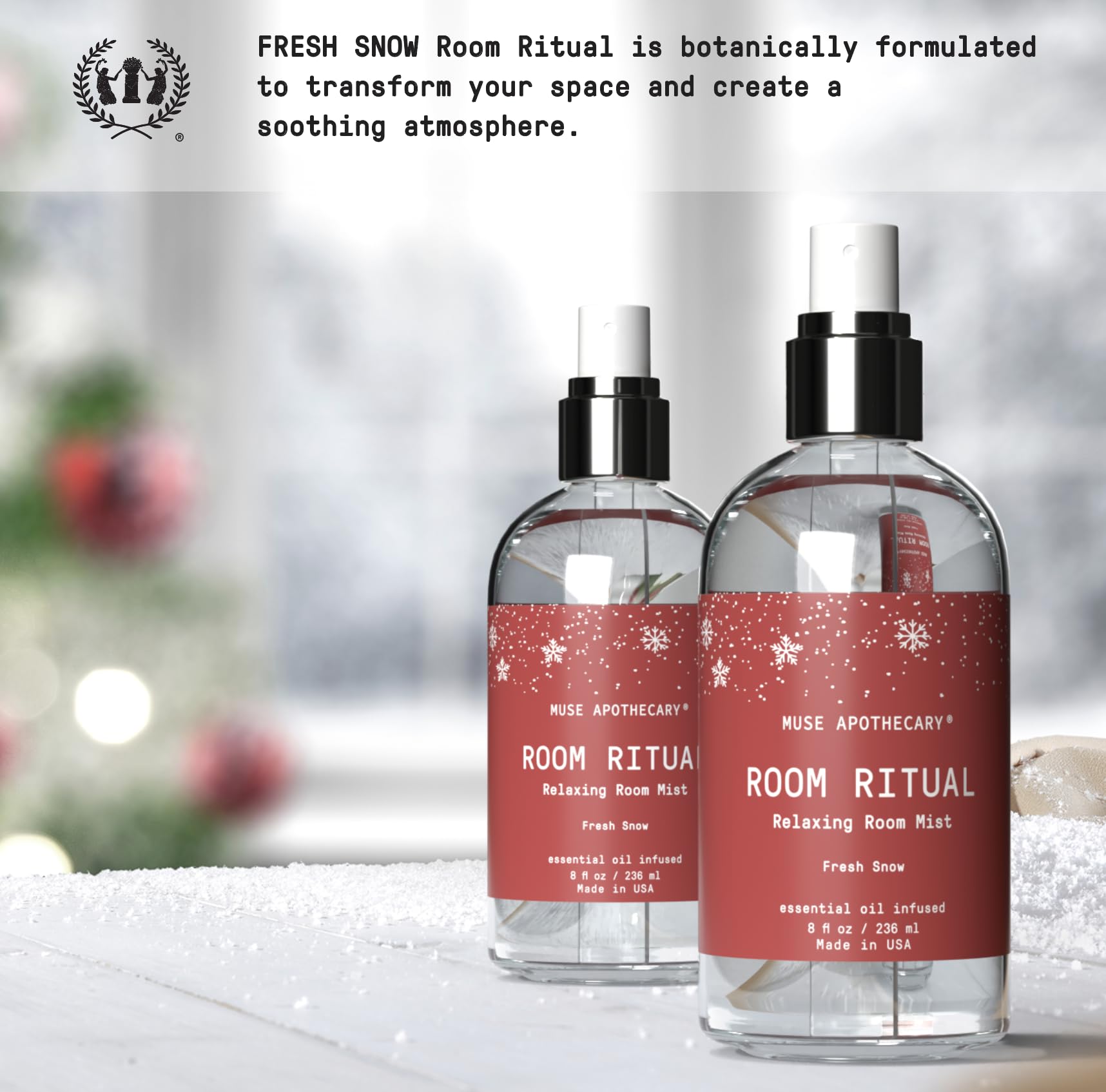 Muse Apothecary Room Ritual Room Spray - Fresh Snow 8 oz (2 Pack)