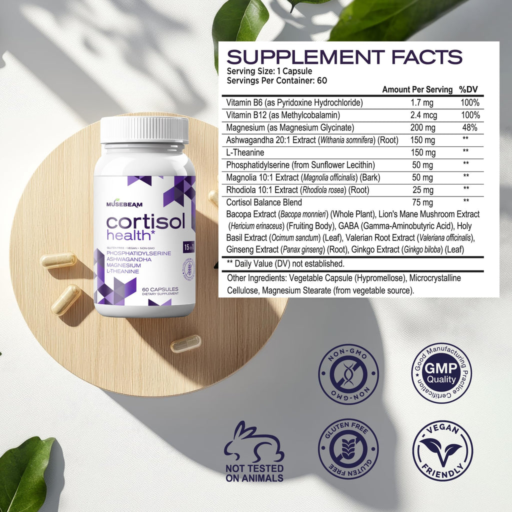 MuseBeam Cortisol Detox for Women & Men - Lower Cortisol & Balance Adrenal Health