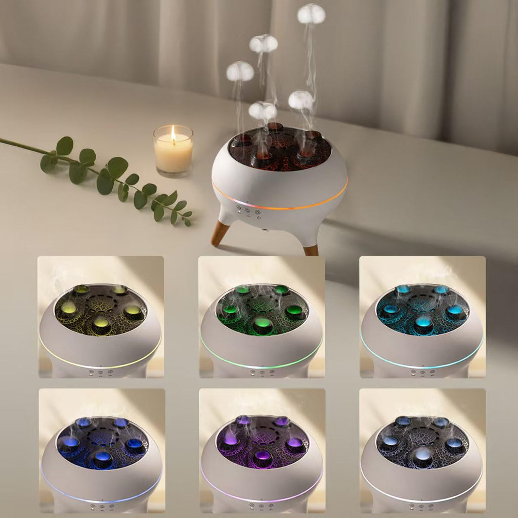 Mushroom Cloud Humidifier – Aromatherapy Diffuser with Jelly Fog & Sound-Activated Mode