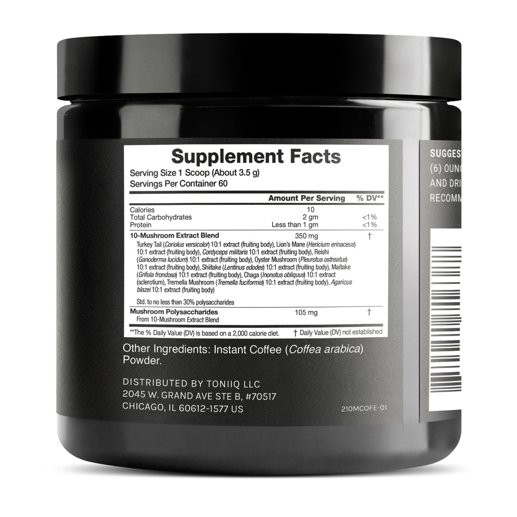 Mushroom Coffee 10:1 Extract | Colombian Beans, Lion's Mane & Cordyceps | Lab Tested