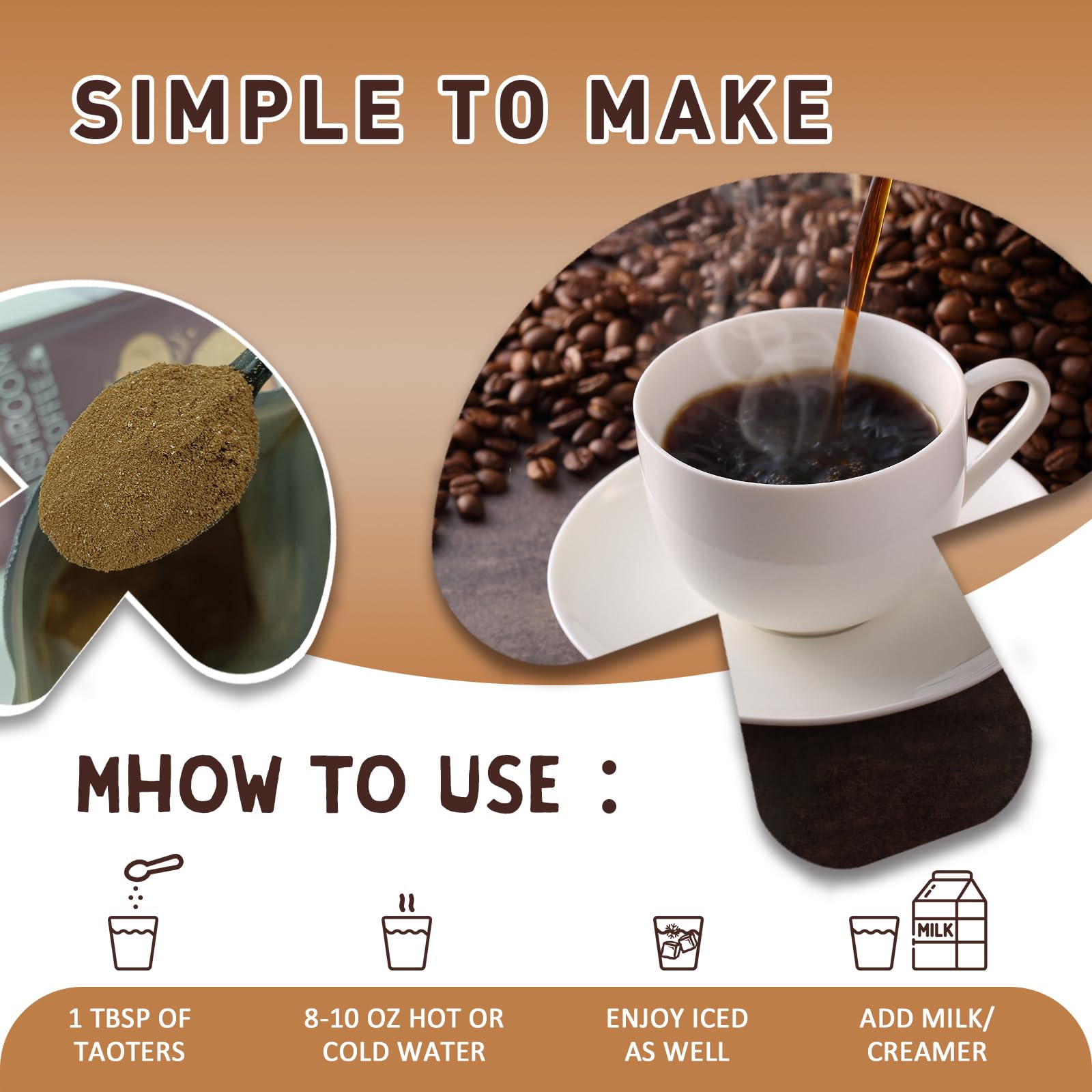 Mushroom Coffee with Cordyceps, Reishi & Lion's Mane – 45 Servings