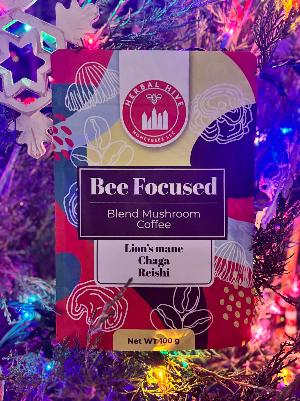 Mushroom Coffee with Adaptogens – Herbal Hive Bee Focused (Reishi, Lion's Mane, Chaga)