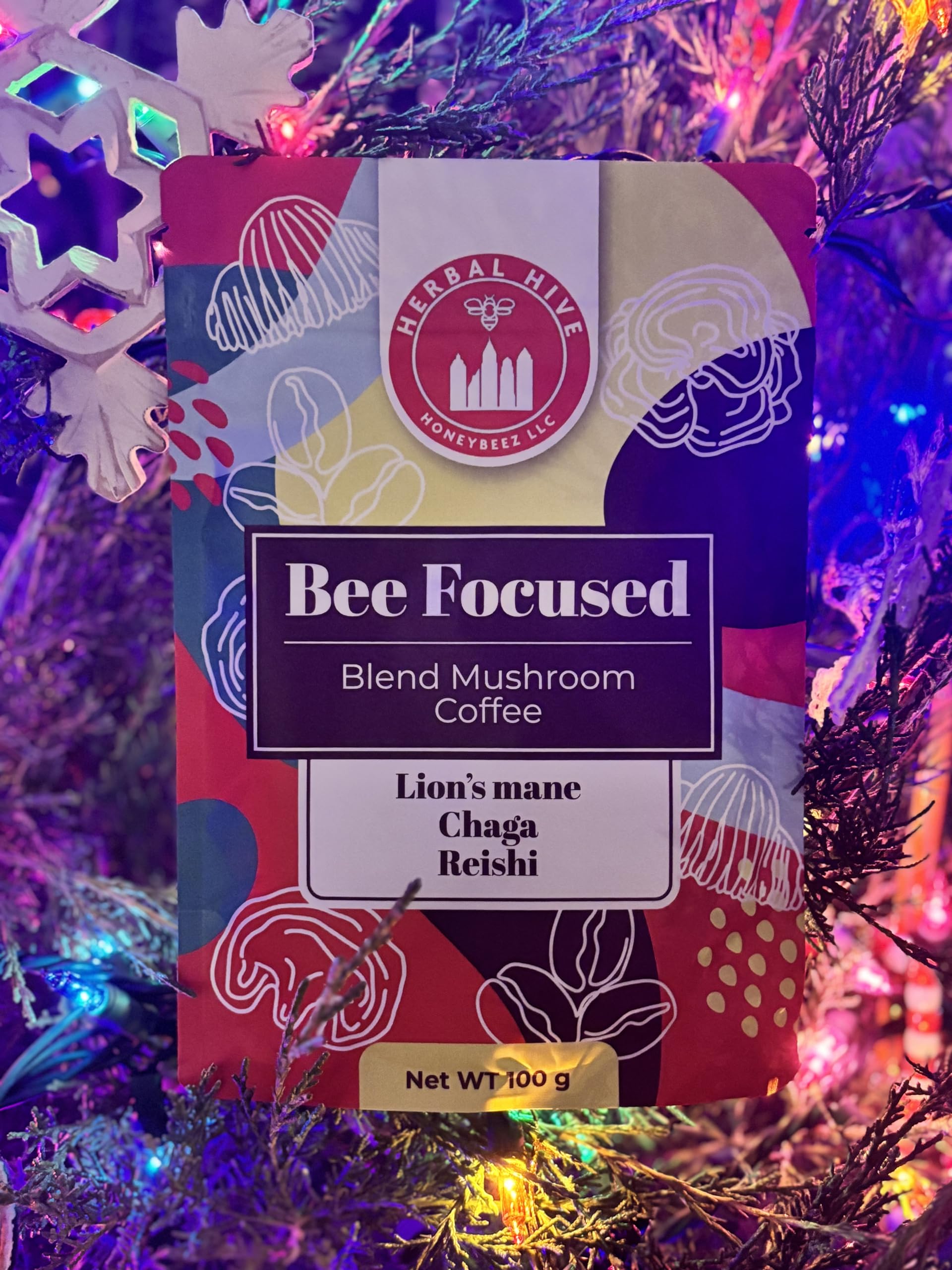 Mushroom Coffee with Adaptogens – Herbal Hive Bee Focused (Reishi, Lion's Mane, Chaga)