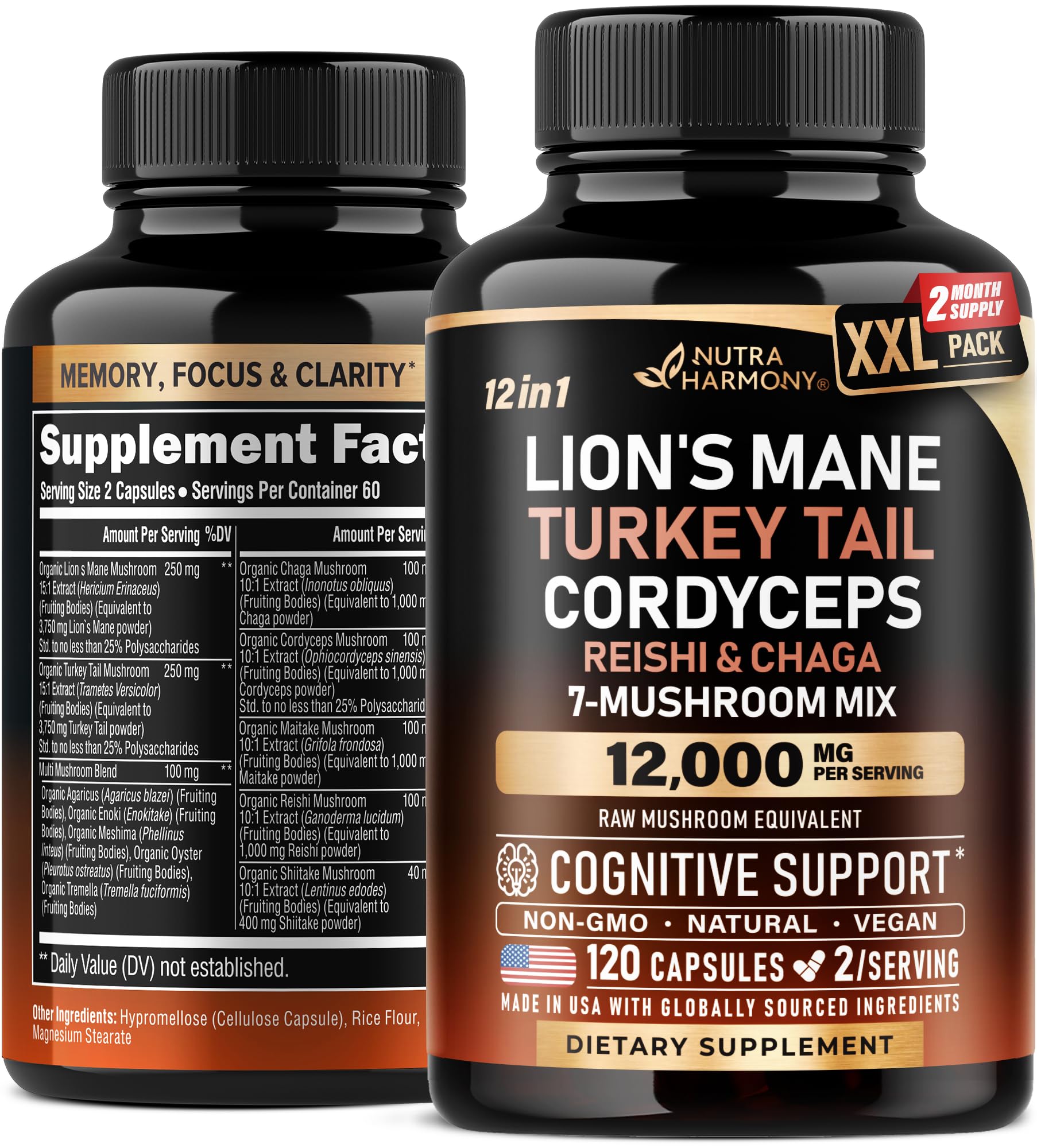 Mushroom Complex Supplement – Organic 12-Mushroom Blend, USA Made