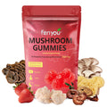 Mushroom Gummies – Lions Mane, Reishi, Chaga & Maitake for Immune Support and Focus (Vegan Strawberry) 60 Count