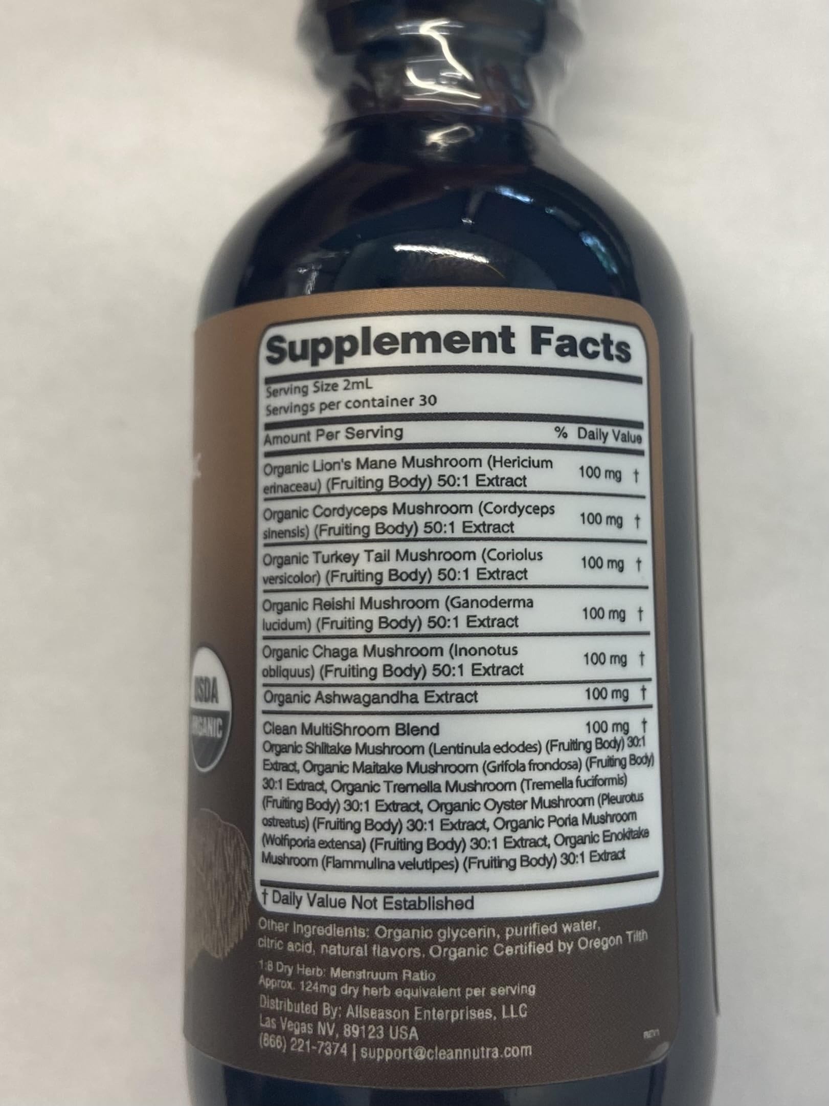 Clean Nutra Mushroom Liquid Drops | Lions Mane, Cordyceps, Reishi & Turkey Tail